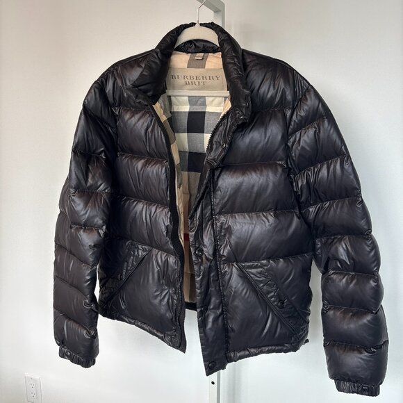 Burberry Men's Duck Down Quilted Puffer Black Jacket Size Large - Picture 1 of 11